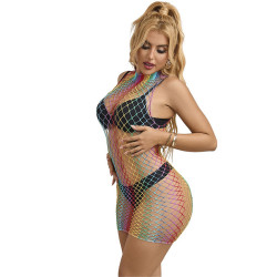 Subblime - 952433 Robe Résille Sans Manches Col Montant Arc-En-Ciel Taille Unique